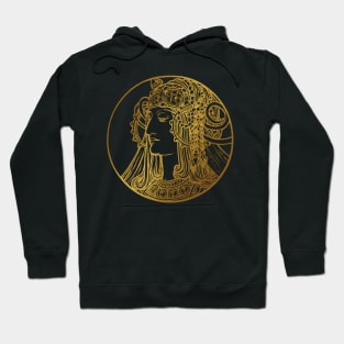 Art nouveau gold silhouette lady 5 Hoodie